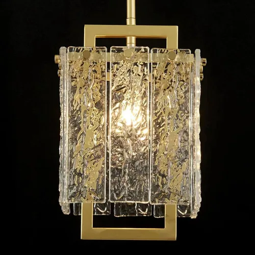 Vista 6 de Shrine Candelabros dorados de iluminación, luz colgante de cristal moderna para comedor, 6.3 pulgadas de profundidad x 19.5 pulgadas de alto