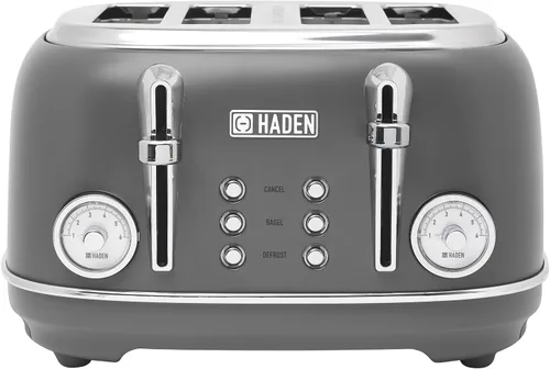 Vista 8 de Haden Chelsea - Tostadora de ranura ancha de 2 rebanadas con control de tostado ajustable, gris y cromado