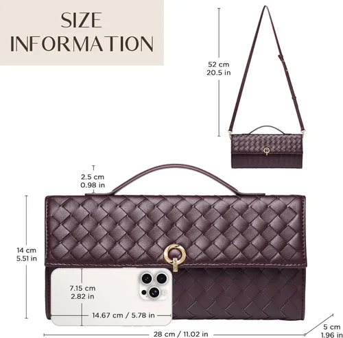 Vista 6 de CHUNLI Bolsos de mano tejidos elegantes para mujer, bolsos cruzados de diseñador con asa superior, bolso formal de piel sintética de noche