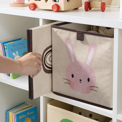 Vista 3 de Navaris Juego de 3 cubos de almacenamiento para niños, organizador de tela para niños, cubo de tela plegable para dormitorio de niños, guardería