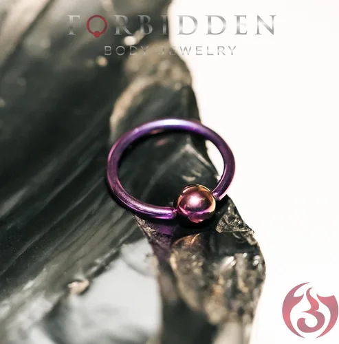 Vista 3 de Forbidden Body Jewelry El IP púrpura plateó el acero quirúrgico CBR 14G el 12 pulgada del aro del grano del anillo del aro, Acero inoxidable, titanio