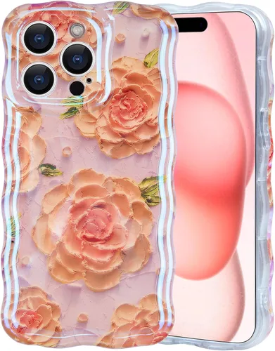 Vista 27 de IDweel Funda para iPhone 11, Lujosa Pintura al Óleo Retro Colorida con Patrón de Flores Brillantes Impresas, Lindo Borde Ondulado Rizado, Exquisita