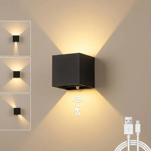 Vista 7 de Luz de Pared LED RGB, Aplique de Pared con Batería de 6000mAh, 16 Colores, Recargable, Control Remoto, Regulable, Magnética, Luz de Pared RGB-1