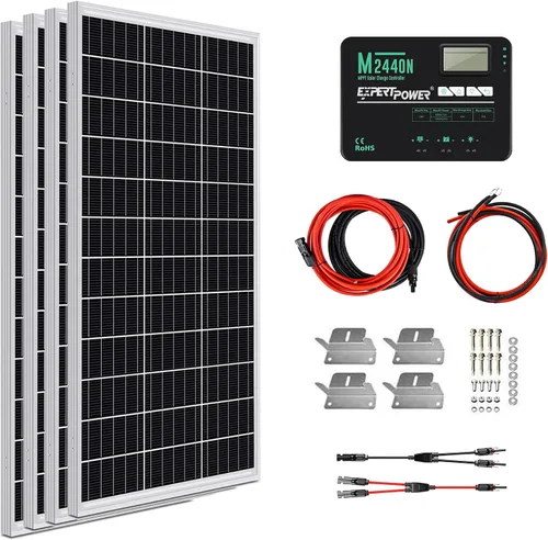 Vista 14 de ExpertPower Kit de panel solar de 400 W y 12 V Paneles solares mono-rígidos de 400 W, controlador de carga solar MPPT de 30 A RV, remolque