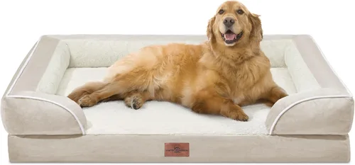 Vista 51 de Comfort Expression - Cama ortopédica para perros medianos, 28 x 19 pulgadas, cama impermeable y de apoyo de espuma con cojines removibles, sofá