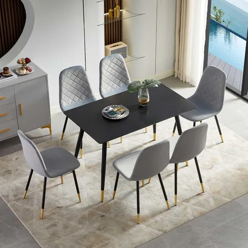 Vista 13 de Juego de 2 sillas de comedor de terciopelo azul marino, sillas tapizadas de cocina y comedor con patas de metal, sillas decorativas modernas