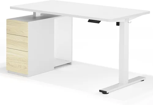 Vista 20 de FLEXISPOT EN2 Escritorio de pie de una pieza entera de 55 x 28 pulgadas con Parte superior de arce + marco blanco