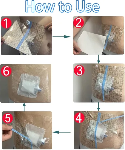Vista 7 de Protector de ducha impermeable, 4 x 4 pulgadas, pequeño vendaje para cuidado posterior del tatuaje, cubierta de ducha de catéter de diálisis