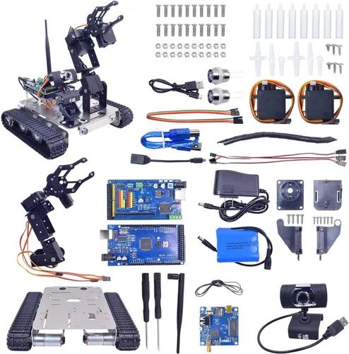 Vista 2 de Kit de coche robot inteligente programable con brazo 4-DOF para Arduino 2560-GFS-ARM