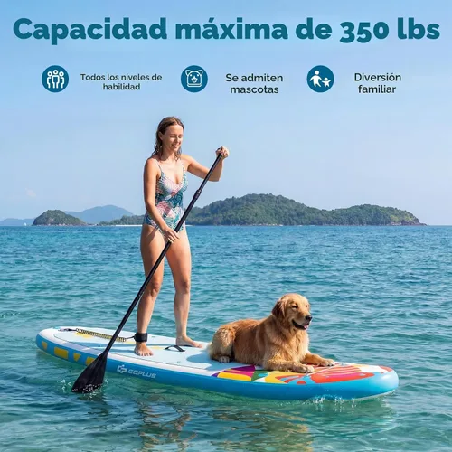 Vista 8 de Goplus Inflatable Stand Up Paddle Board w/SUP Paddleboard Accessories 2-Azul/Rosa/Azul marino/Verde/Amarillo