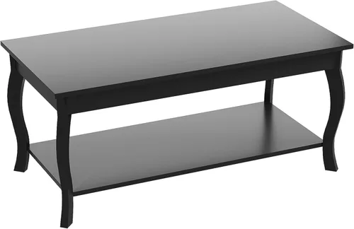 Vista 7 de ChooChoo Mesa auxiliar, moderna mesa central con patas curvas y estante de almacenamiento, mesa de centro de 39 pulgadas para sala de estar