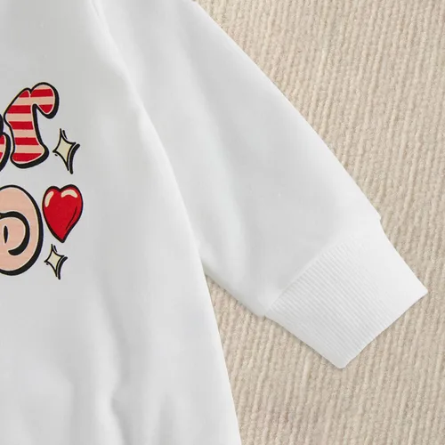 Vista 4 de TBUIALL Sudadera de manga larga con estampado de letras y estampado de corazón elástico para niña