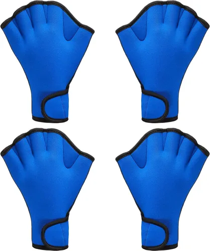 Vista 9 de Sumind - 2 pares de guantes de natación para mujeres y hombres, guantes de neopreno con malla para aeróbicos acuáticos, ejercicio de piscina, Negro