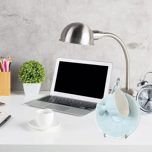 Vista 3 de Soporte de exhibición de taza de té y platillo, 8 piezas, soporte de metal para platillos para tazas de té, café, organizador para platos de cocina