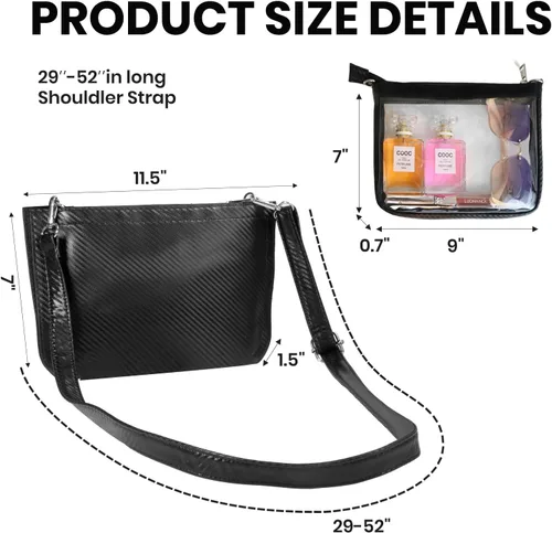 Vista 4 de MOETYANG Bolsa transparente para eventos de estadio con envoltura extraíble, monedero transparente para mujer, bandolera de estadio con cubierta