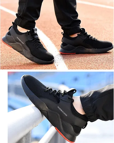 Vista 7 de SUADEX Zapatos de punta de acero para hombres y mujeres, zapatos de trabajo ligeros, indestructibles y transpirables, zapatos de seguridad