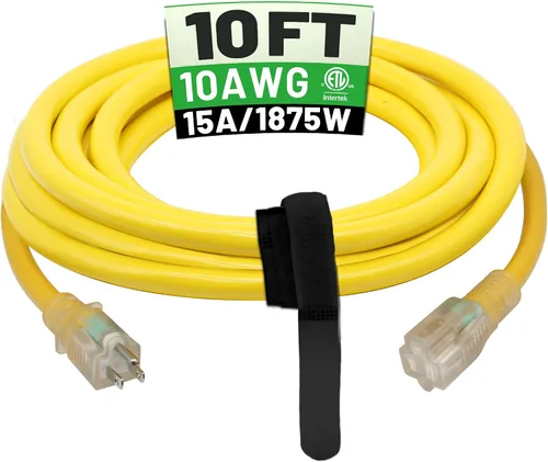 Vista 11 de POWGRN Cable de extensión para exteriores de 50 pies, 10 AWG, impermeable Negro