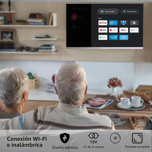 Vista 5 de SYLVOX 22'' Smart TV Digital de 12 Voltios Combo de Vídeo en Disco FHD 1080P Android 11.0, con Conexión Inalámbrica WiFi ARC CEC, para Hogar
