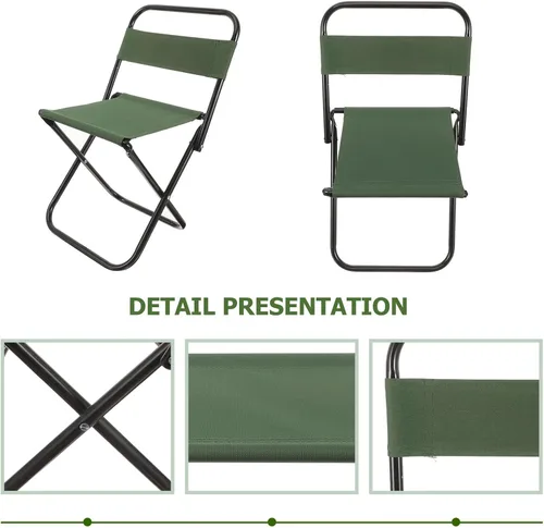 Vista 4 de BESPORTBLE Silla plegable para acampar al aire libre, silla plegable portátil ligera, taburete de pesca pequeño con material resistente