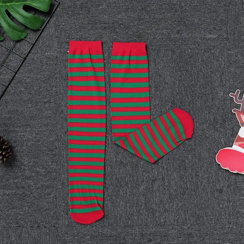 Vista 5 de Disfraz de elfo de Navidad para niños y niñas, vestido de lentejuelas de terciopelo con medias y zapatos, cubierta de sombrero de Papá Noel, trajes