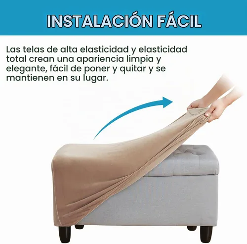 Vista 4 de Funda otomana, fundas otomanas de terciopelo rectangular y elásticas para taburete de pie para sala de estar, protector de muebles de almacenamiento