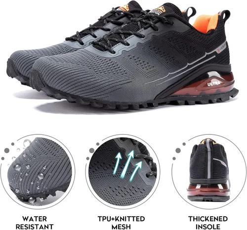 Vista 5 de Kricely Tenis de correr para hombre, para caminar, senderismo, tenis para hombre, tenis cruzado, tenis al aire libre, calzado casual