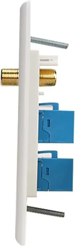 Vista 3 de Cat6 Keystone hembra a hembra 2 puertos y F tipo coaxial 1 puerto placa de pared del conector