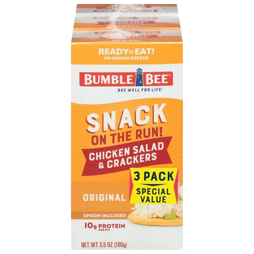 Vista 30 de Bumble Bee Snack on the Run BBQ - Kit de ensalada de pollo con galletas, 3.5 onzas, lista para comer, cuchara incluida, aperitivo de proteína