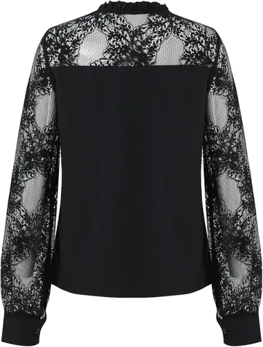 Vista 2 de Elegante blusa de manga larga con cuello y lazo para mujer