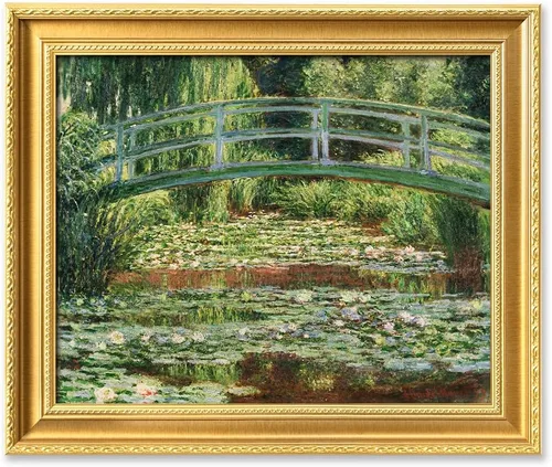Vista 71 de IPIC - Reproducción artística de los lirios de agua de Claude Monet 1906, impresiones giclée coinciden con el marco dorado clásico, arte de pared