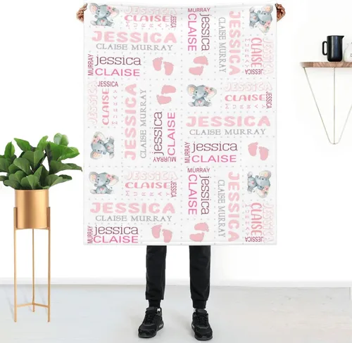 Vista 16 de Mantas de bebé personalizadas para niñas y niños con nombre, mantas personalizadas para niños, artículos de bebé personalizados, regalos Elefante
