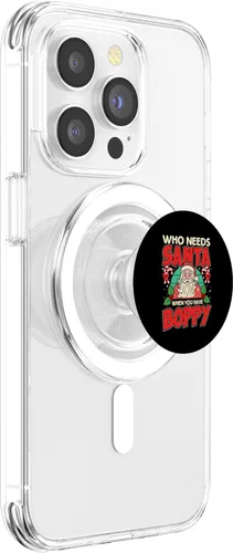 Vista 3 de Who Needs Santa When You Have Boppy Santa Claus Xmas PopSockets MagSafe PopGrip for iPhone