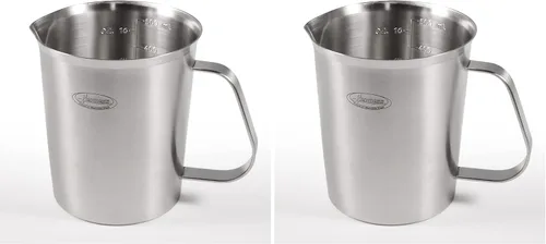 Vista 15 de Newness Juego de 2 tazas medidoras de acero inoxidable (3 marcas, incluye escala de taza/ml/onza) (2 y 3 tazas) taza medidora de metal con asa