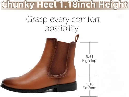 Vista 3 de MEMON Botas Chelsea para mujer, botines de tacón bajo para mujer, estilo casual, cómodo, negro, botines al tobillo