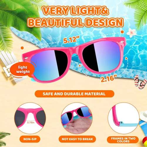 Vista 5 de Paquete de 36 lentes de sol para niños con protección UV400, recuerdos de fiesta para niños y niñas de 3 a 8 años, bolsas de regalo de neón
