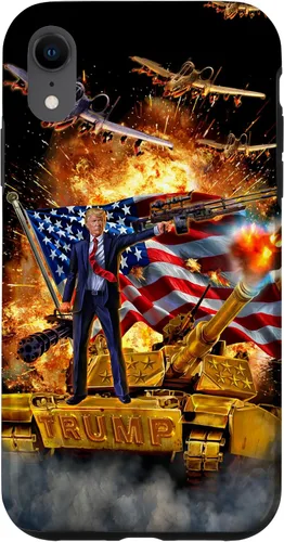 Vista 25 de iPhone 16 Presidente Donald Trump monta una funda dorada