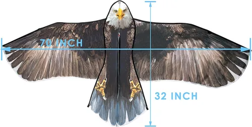 Vista 2 de Cometa Jekosen gigante, de águila calva, 70 pulgadas, cuerda de una sola línea, fácil de volar, para viajes en la playa, parque, familia