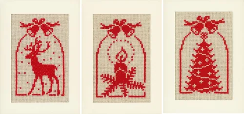 Vista 12 de Vervaco Kit de tarjeta de felicitación de punto de cruz contada 4.2 "X6" 3/Pk-Christmas Gnomos en Aida (14 unidades) -V0185078