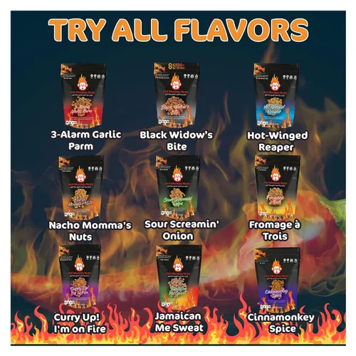 Vista 6 de Hot Monkey Nuts Spicy Artisanal Peanuts Hot Winged Reaper - Sabor con condimento de ala de búfalo, queso azul y pimienta Carolina Reaper, bolsa