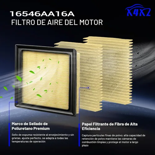 Vista 5 de Filtro de aire de motor para Subaru Impreza Crosstrek Ascent Forester Outback WRX 16546AA16A 2017-2024