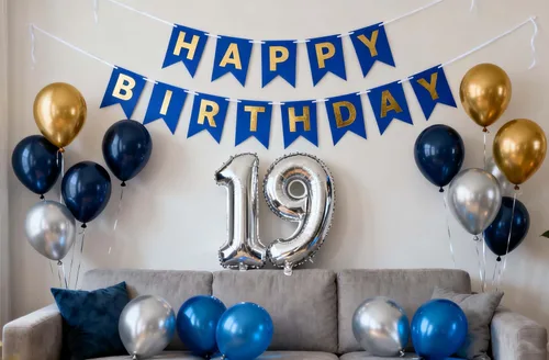 Vista 9 de Decoración de fiesta de cumpleaños número 11 para niños, pancarta de feliz cumpleaños, globos azules del número 11, globos metálicos plateados