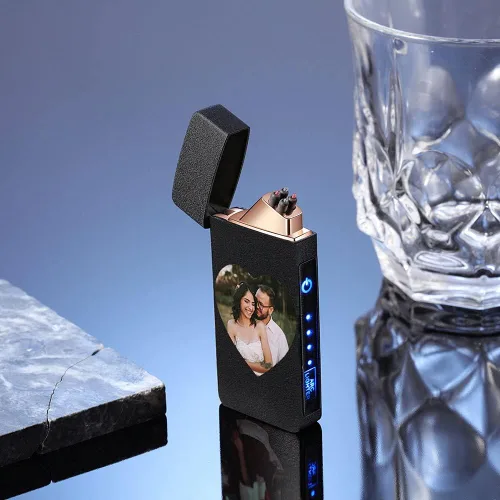 Vista 6 de Encendedor de arco eléctrico personalizado para hombres, recargable por USB personalizado con imagen, nombre grabado/fecha/mensaje para padre