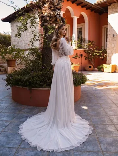Vista 4 de Vestidos de novia de encaje boho para novia 2025 vestidos de baile de tul de manga larga vestido de novia de satén vestido de novia de sirena