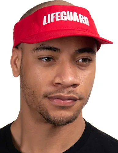 Vista 6 de Visera de salvavidas Sombrero de guardia profesional, gorra roja para hombre y mujer, uniforme de disfraz Rojo