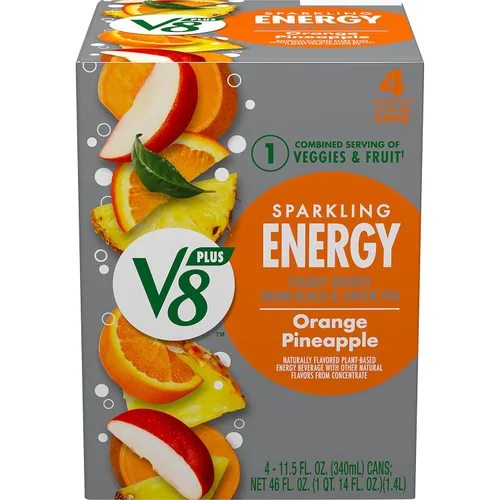 Vista 11 de V8 +ENERGY Bebida Energética de Cereza Negra, lata de 11.5 fl oz (paquete de 4)