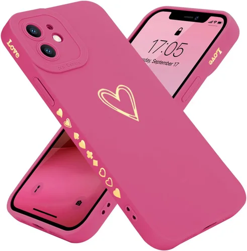 Vista 11 de Teageo Funda compatible con iPhone 12 Pro Max de 6.7 pulgadas para mujeres y niñas, bonito corazón de lujo