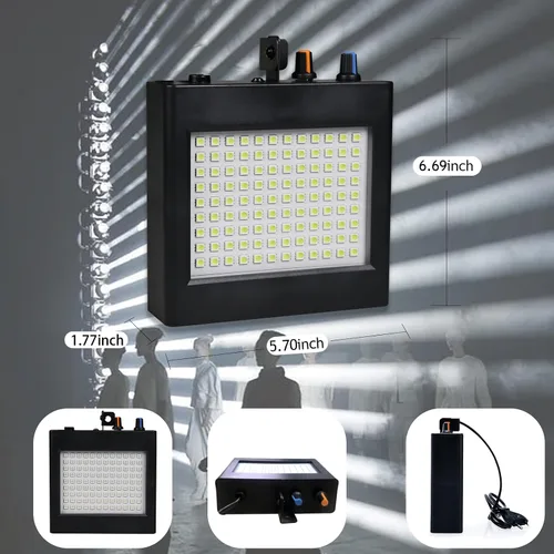 Vista 2 de Mini luz estroboscópica, sUperbrillante RGB/color blanco, luz estroboscópica con 108 mini LED, auto-activada por sonido o modo de flash de control
