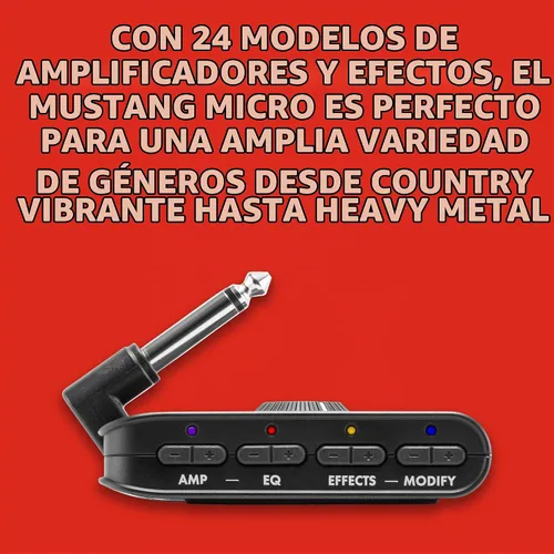 Vista 6 de Fender Mustang Micro Amplificador de Auriculares, con 2 años de garantía