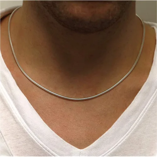 Vista 28 de Plata de ley 0.079 in (2 mm), 0.098 in (2.5 mm), 0.118 in (3 mm), 0.157 in (4 mm), 0.197 in (5 mm), cadena de serpiente redonda, collar de cadena