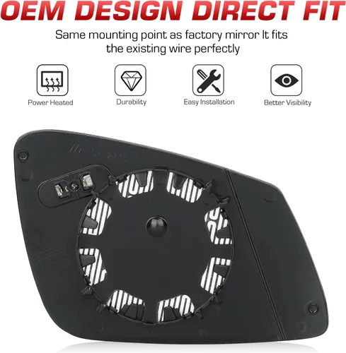 Vista 6 de Espejo térmico de vista lateral izquierdo para conductor para BMW Serie M2-M6, para BMW 228i 320i 328i 330i 335i 428i 430i 435i 440i 535i 640i F20